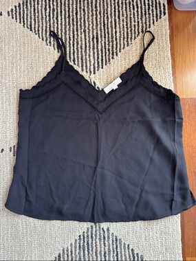 LOFT Black Scalloped Lace-Trim Cami